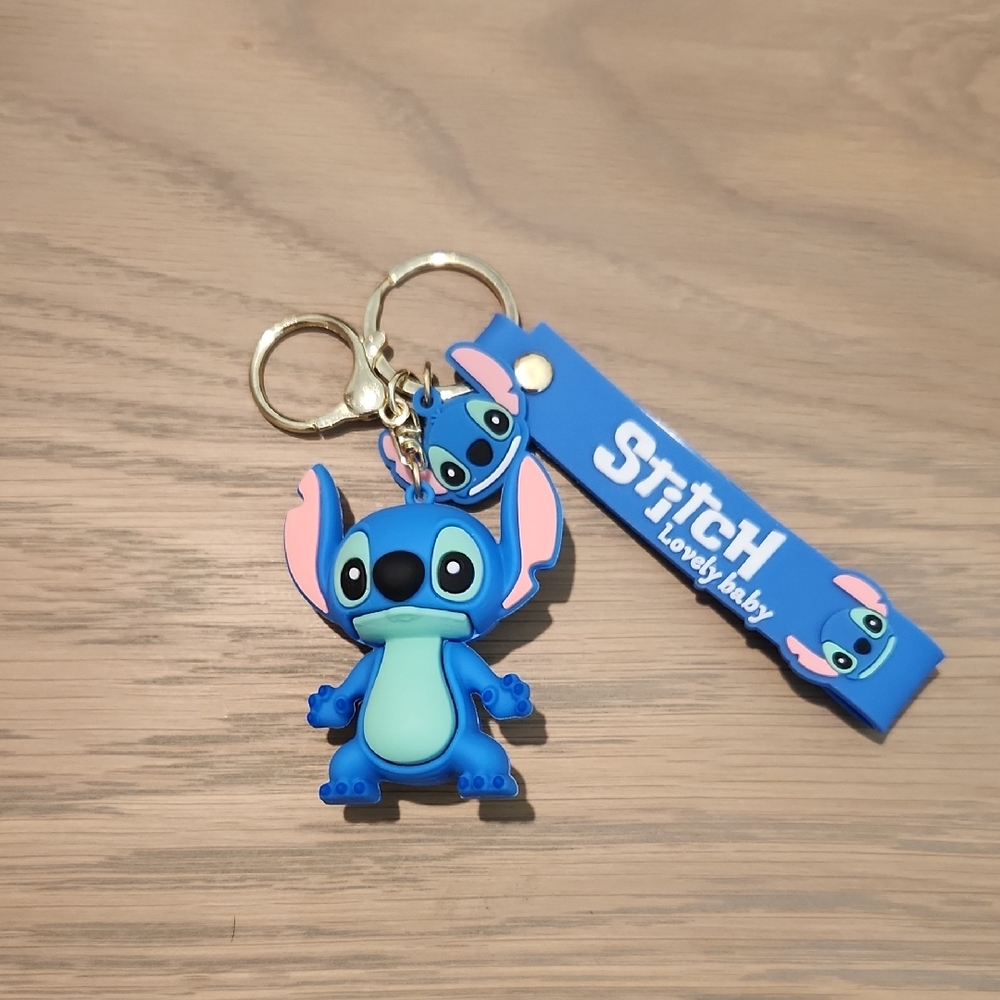 Stitch Keychain with Blue and Pink Accents!